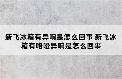 新飞冰箱有异响是怎么回事 新飞冰箱有咯噔异响是怎么回事